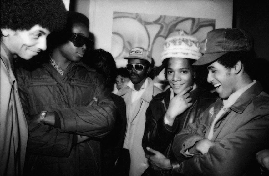 Rammellzee, Koor, Fab Five Freddy, Jean-Michel Basquiat and Toxic at Fun Gallery, New York, 1982 - © Lina Bertucci