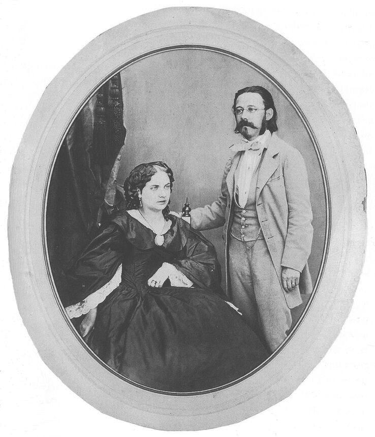 Bedřich Smetana mit seiner zweiten Frau Bettina. Fotografie von Wilhelm Rupp, 1860.